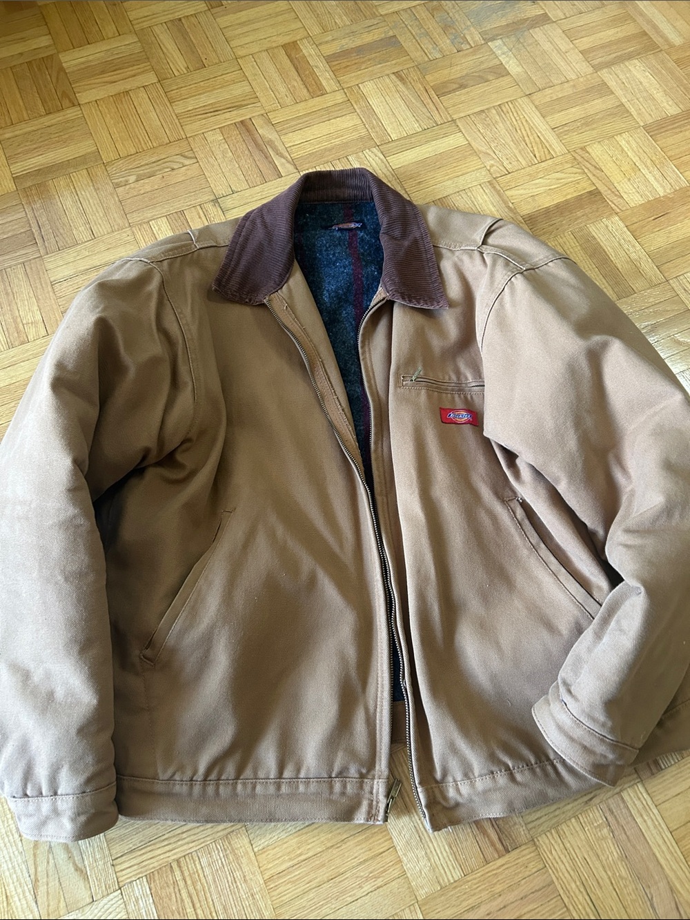 Dickies Tan Jacket with Dark Brown Corduroy Collar